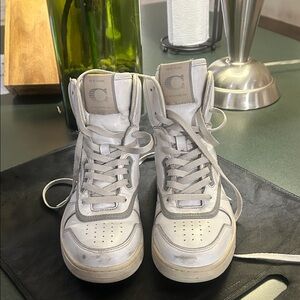 Coach White and Gray High-Top Sneakers